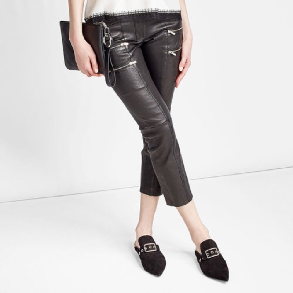 The Kooples Lambskin Leather Cropped Pants